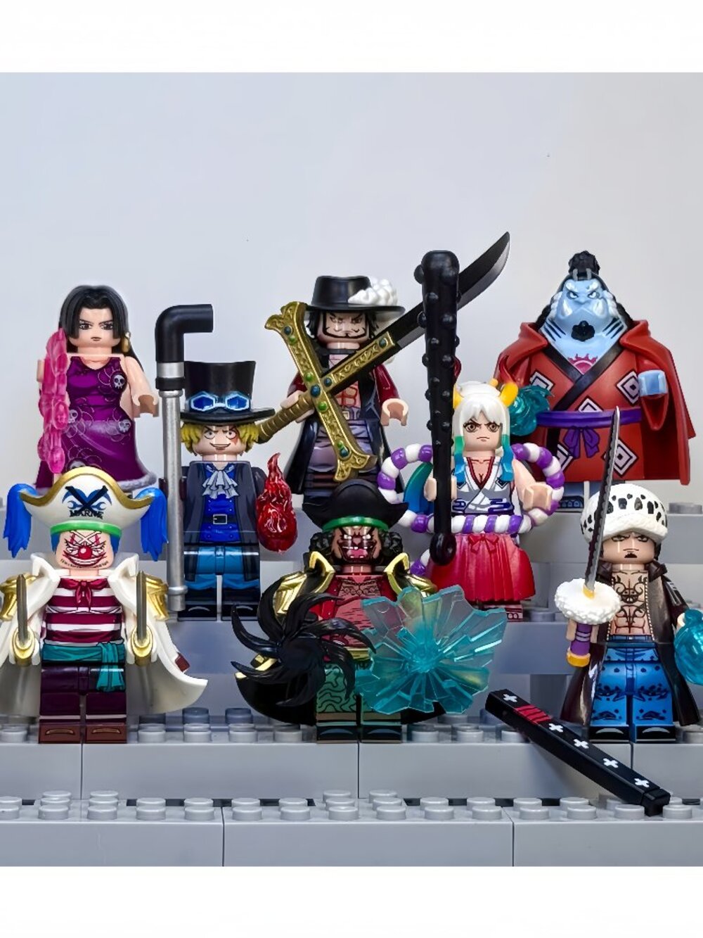 One Piece Custom Minifigure Set – Shanks, Law, Blackbeard, Yamato & More (8pcs)